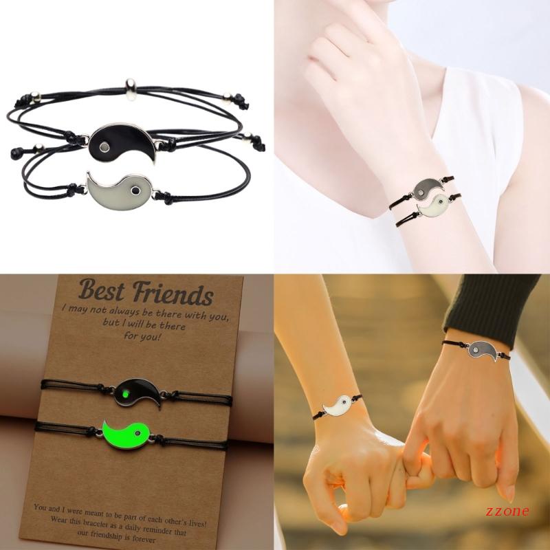 Set Gelang Tenunan Tangan Desain Yin Yang Untuk Anak Perempuan