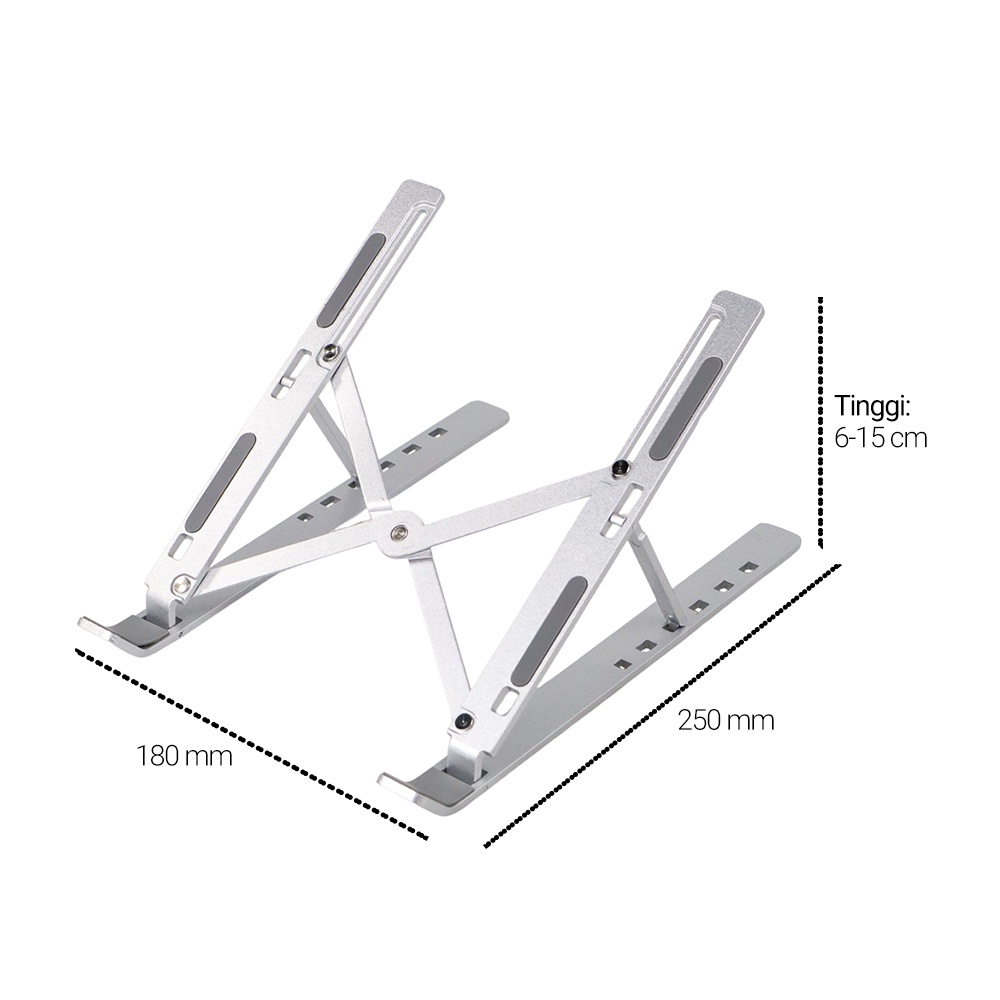 LAPTOP STAND DUDUKAN PENYANGGA NOTEBOOK ALUMINIUM PORTABLE FOLDABLE DAPAT DILIPAT