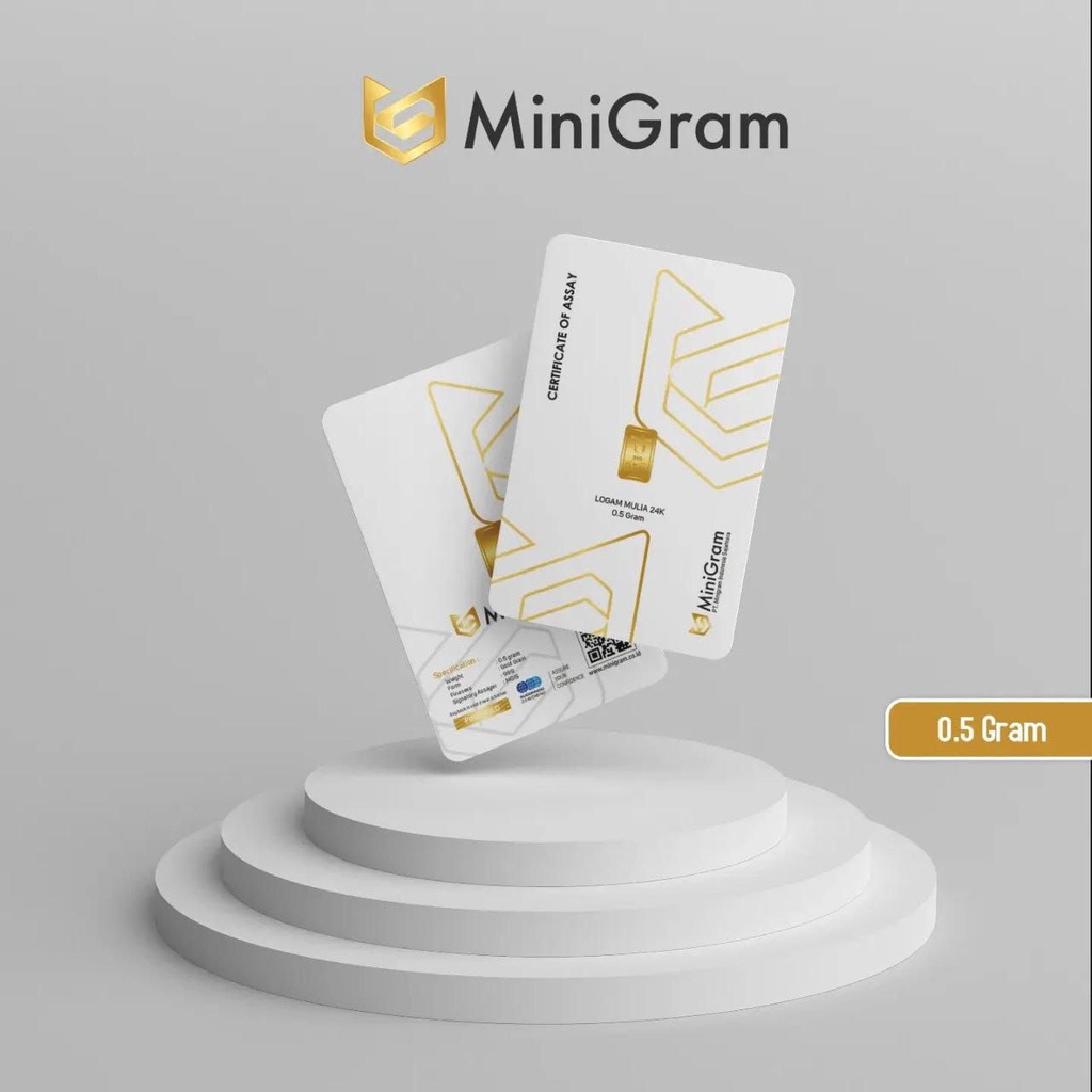 MINIGRAM Reguler Series 0,5 Gram Kemasan PVC TERMURAH TERLARIS Emas Mini Emas Batangan Logam Mulia Murni 24 Karat Bersertifikat Resmi Asli Original Tabungan Emas Souvenir Keren Mewah