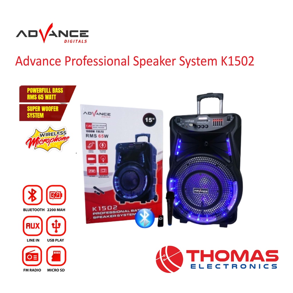 Jual Advance Professional Speaker System K1502 Bluetooth Portable