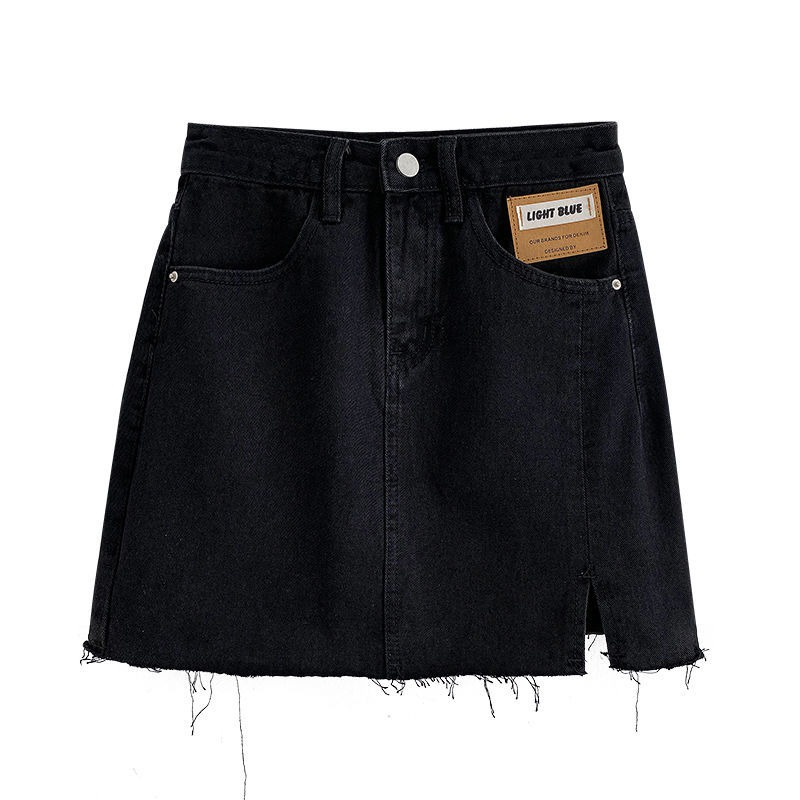 Rok jeans pendek short rok high waist korean jeans belah samping seksi rok mini cewek ootd kekinian 2023