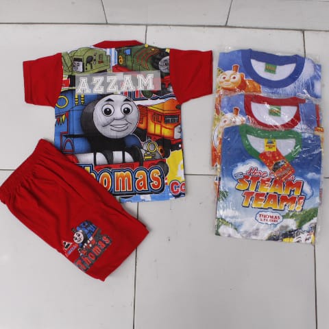 SETELAN BAJU THOMAS PRINTING BAHAN KAOS