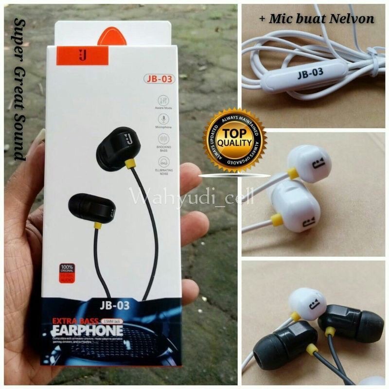 Headset JBL JB 03 Hansfree Stereo Earphone Extra bass