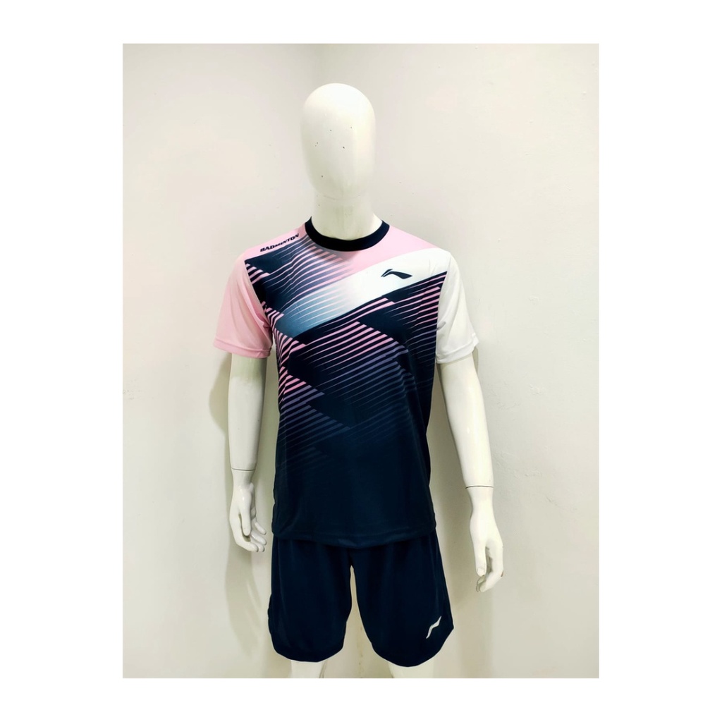 Kaos bulutangkis pria L260 setelan baju celana badminton jersey wanita dewasa t-shirt outfit seragam jarsey kostum olahraga pakaian apparel sport jersy bulu tangkis casual jersi sudirman thomas uber cup print custom suit navy polos