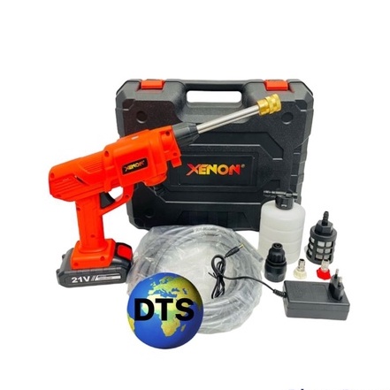 Mesin Cuci Motor Cordless XENON 21V - Semprotan Cuci Sepeda Motor Bisa Sabun Kemasan Koper Plastik - Alat Cuci Mobil - High Power Washer XENON 21V1,2A CD-HPW2160 XNN