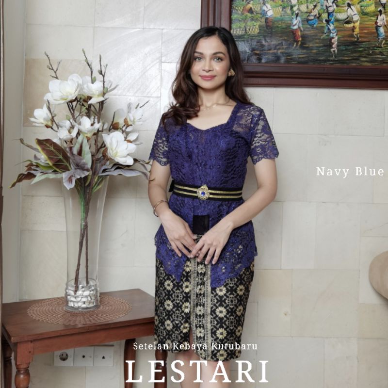 Setelan Kebaya Kutubaru Modern Lengan Pendek Brokat Lestari