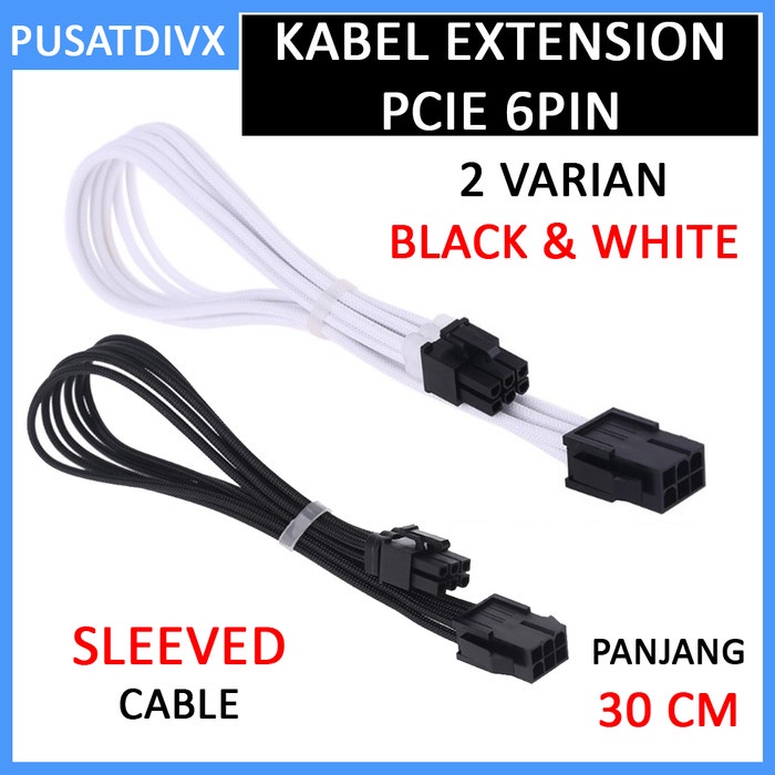 Kabel PCI Express PCIE 6pin Male To 6pin Female Sleeved Power VGA GPU