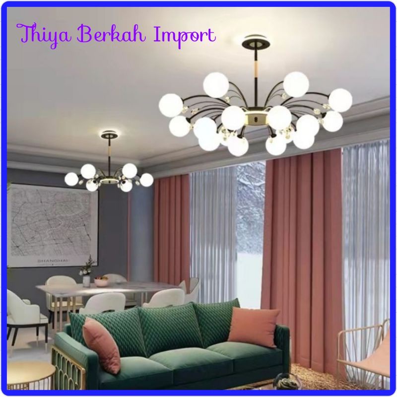 Berkah Import New Nordic Crystal Light Luxury Modern Minimalis Art Net Merah Rumah Kamar Tidur Ruang
