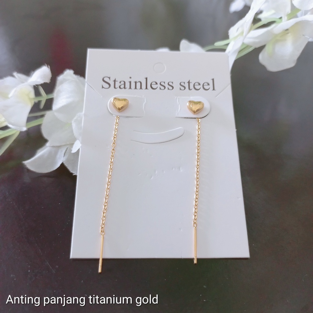 Anting titanium panjang anti karat