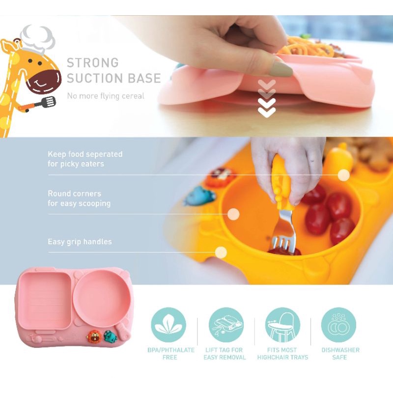 Marcus&amp;Marcus Creative plate With Suction - Piring Makan Bayi