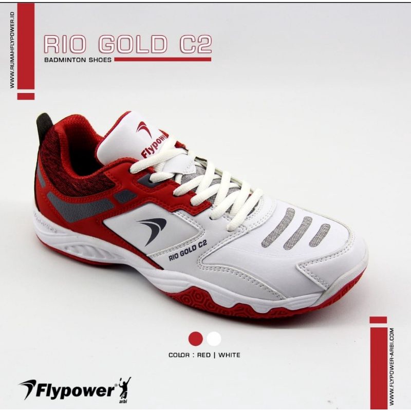 Sepatu Badminton Flypower Rio Gold C1 Original / Fly Power Rio Gold C 1