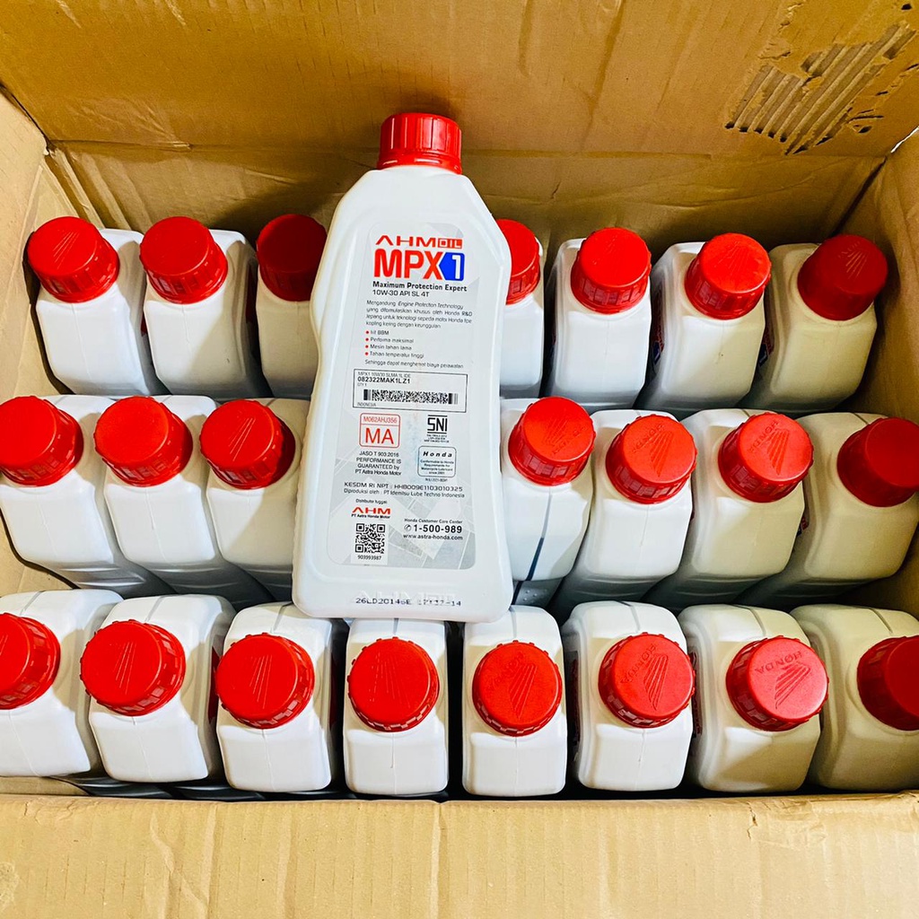 1 DUS OIL AHM OLI MPX 1 1000 ML OLI HONDA MPX 1 1L SAE 10W-30 SL JASO MA ORIGINAL