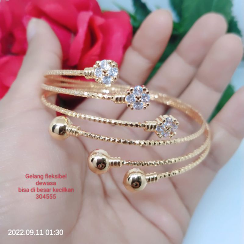 Gelang Fleksibel Titanium Tembaga Xuping Terlaris Termurah Perhiasan Fashion Lapis Emas