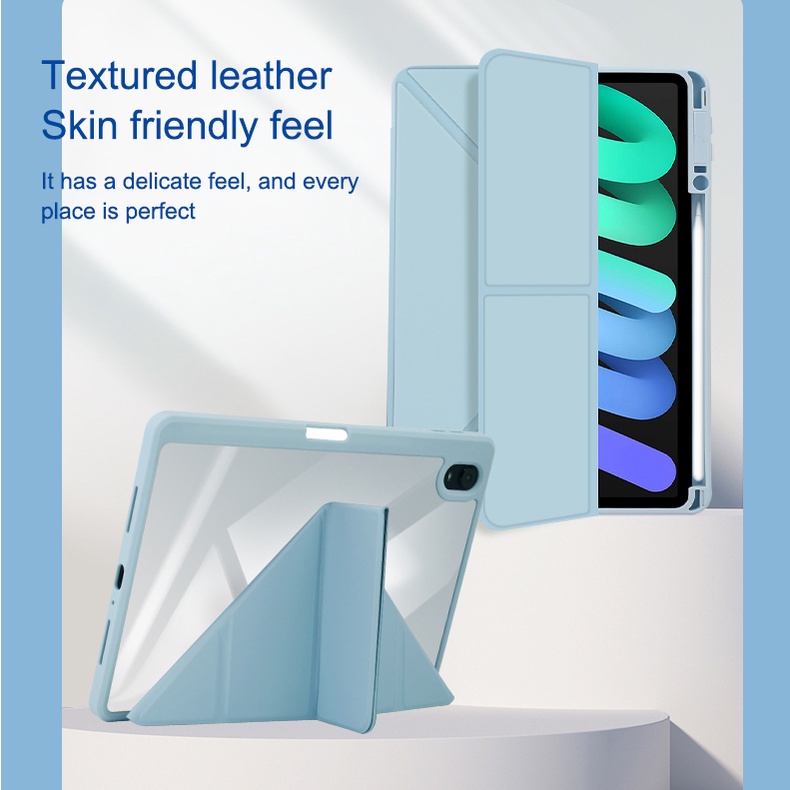 Untuk Oppo Pad Air (2022) 10.36&quot; OPD2102 X21N2 Fashion Ujung Tinggi Akrilik Bening Y-Bracket Transformers Flip Stand Case Tablet Penutup Pelindung