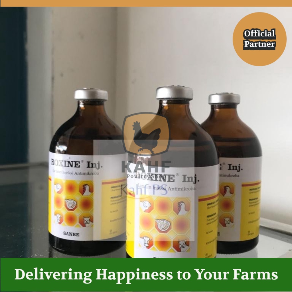 Roxine Inj 100 ml Obat Injeksi Pernapasan Hewan