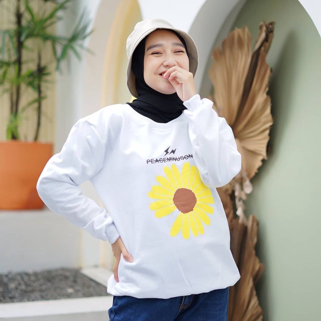 ONE DAISY BIG SUN FLOWER CRAWNECK // SWEATER WANITA TRENDY #OD