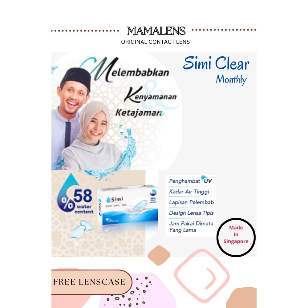 Softlens Simi Clear Minus 10.50 s/d -15.00  Free Lenscase -MAMALENS
