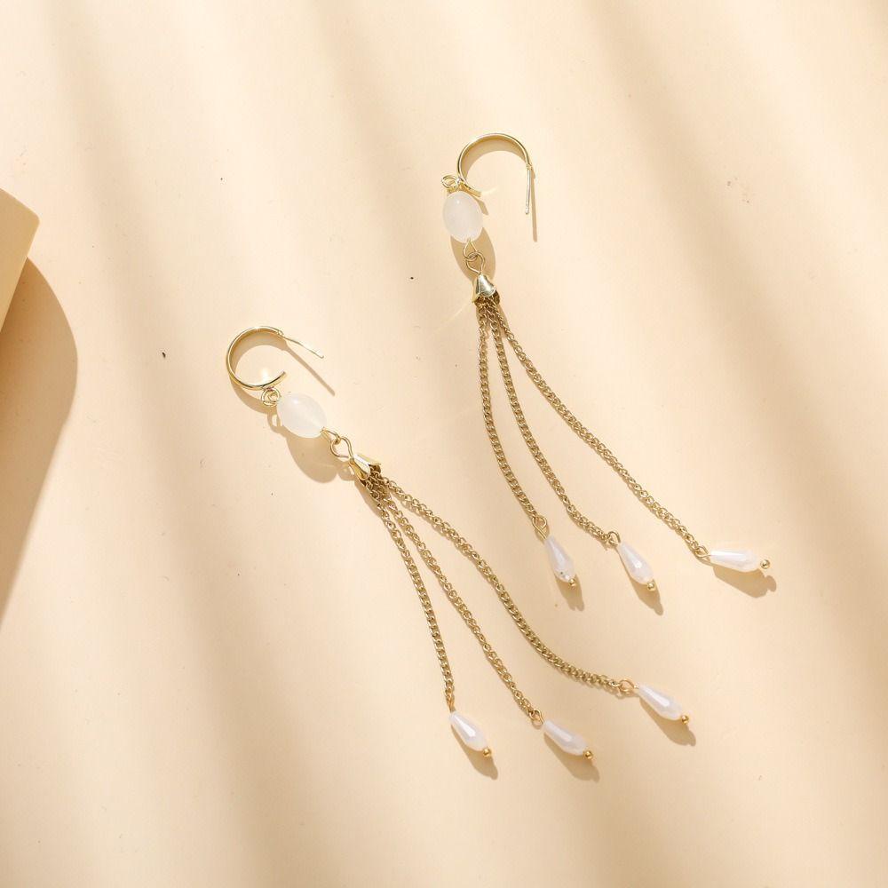 Mxbeauty Wanita Stud Anting Elegan Rantai Manis Pesta Perhiasan Hadiah Gaya Kuno Temperamen Drop Earrings