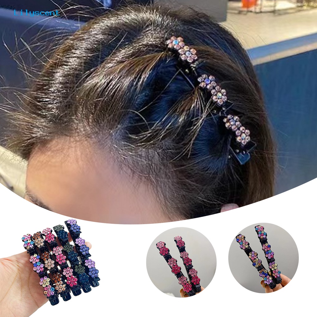 4 / 5 Pcs Jepit Rambut Bentuk Bunga Elastis Anti Jatuh Lapisan Ganda