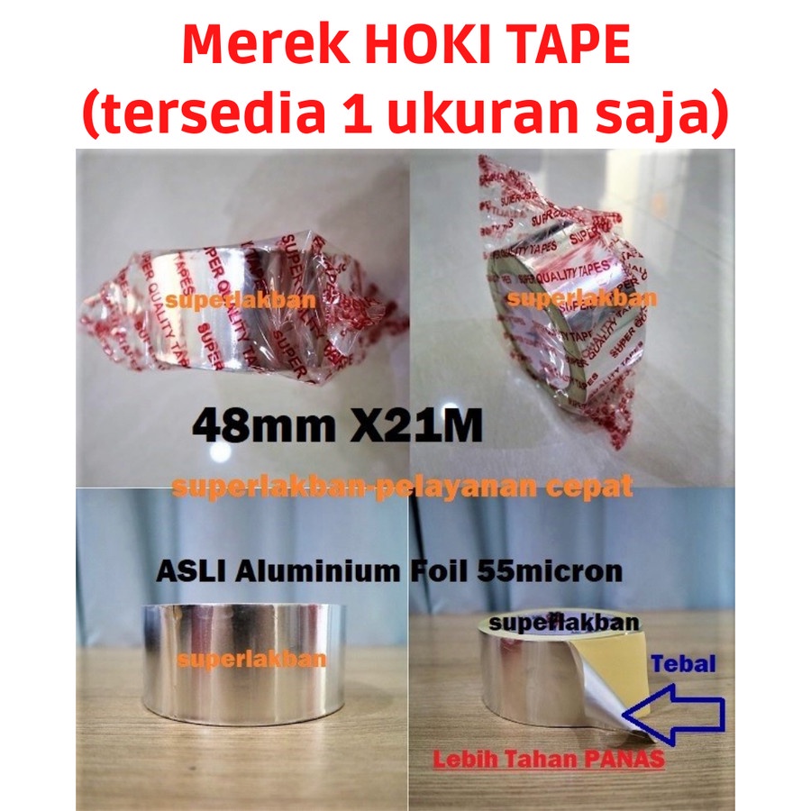 Lakban Aluminium Plester Tambal Panci Knalpot Metal Lainnya Bocor Tahan Panas Cuaca Stiker Alumunium Foil Silver Superlakban