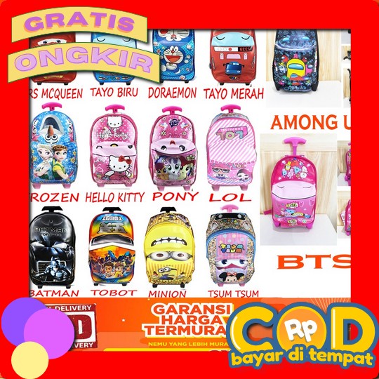 Tas Sekolah Trolly 1660 Tas Cartoon Cewek Dan Cowok Tas Roda Motif (Ca Cod & Best Seller ~ Tas Troli