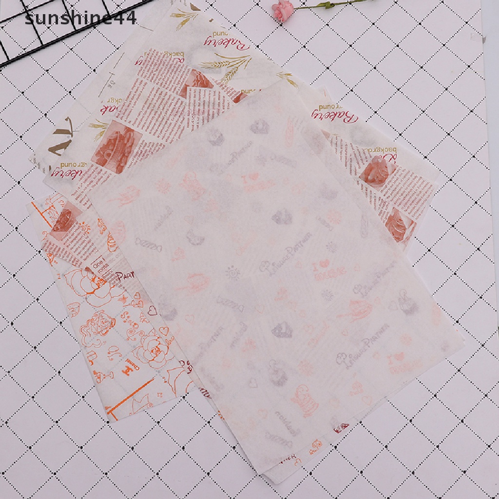 Sunshine 100Pcs Kertas Pembungkus Roti Hamburger / Sandwich Anti Lengket