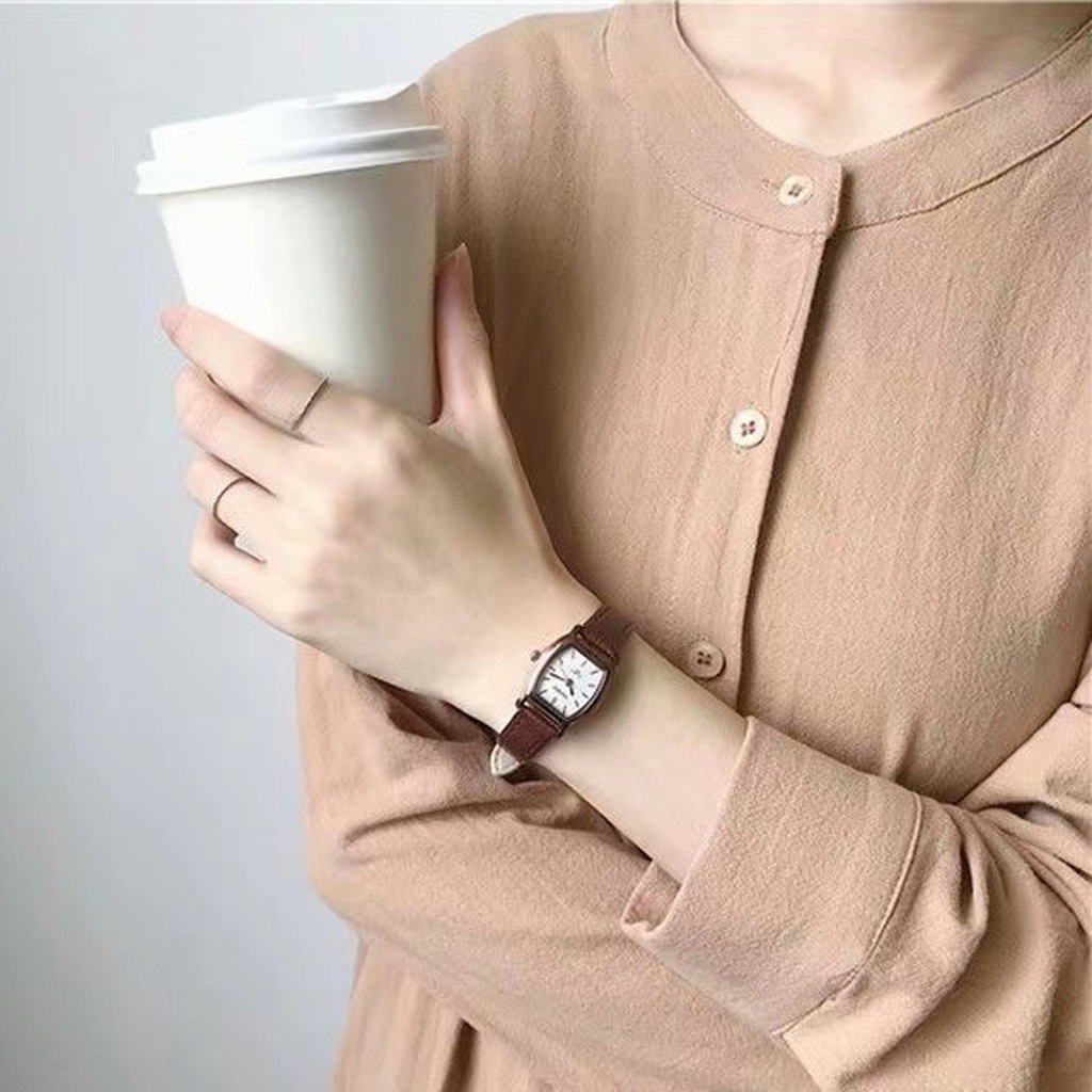 BRGUNIK Jam Tangan Wanita Kecil Gaya Retro Untuk Bisnis Tahan Air Jam Tangan Couple Ultra-tipis Analog JT050