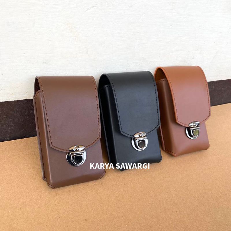 Dompet HP pinggang kulit polos single
