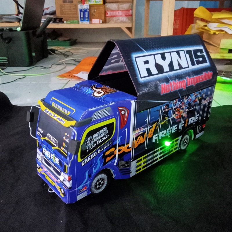 Mainan Anak Miniatur Truk Oleng FREE FIRE Ukuran P30 Full Variasi Lampu Terpal Termurah Dan Terjangk