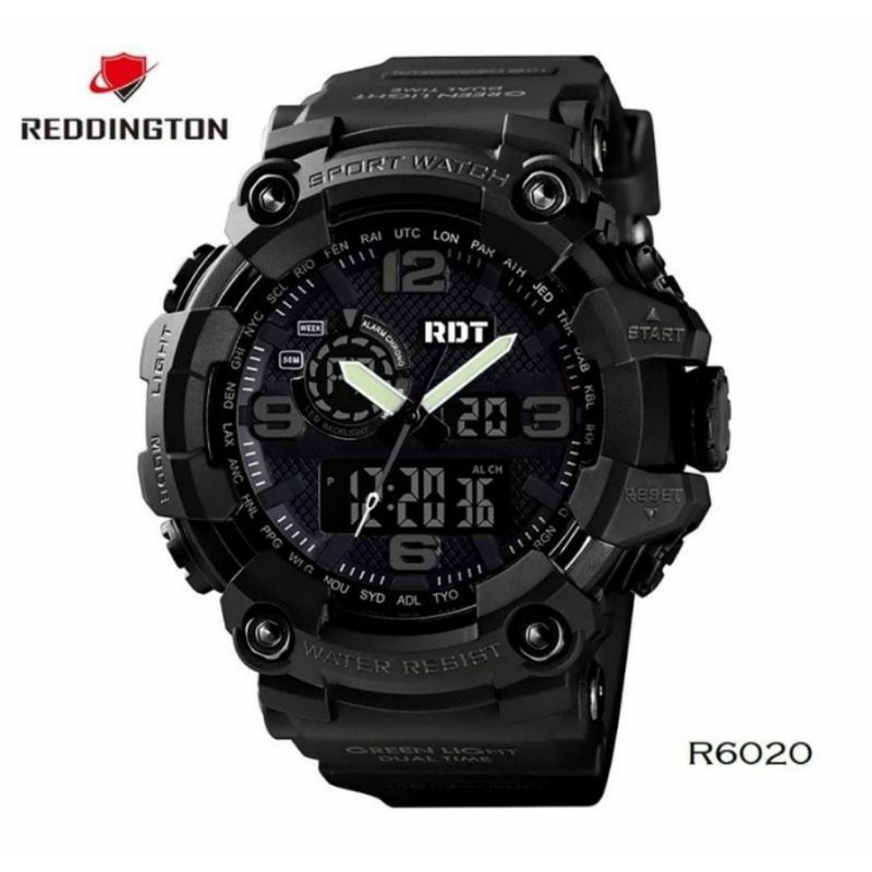 Jam Tangan Rengton 6020 Analog Digital Rubber Dualtime Jam Tangan Original Reddington Pria