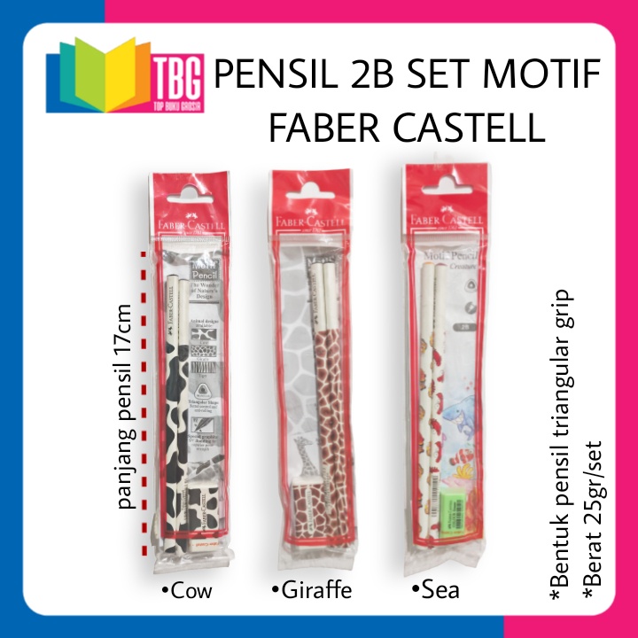 

PENSIL 2B SET MOTIF FABER CASTELL / 2PCS PENSIL BUNDLING ERASER / PENSIL + PENGHAPUS