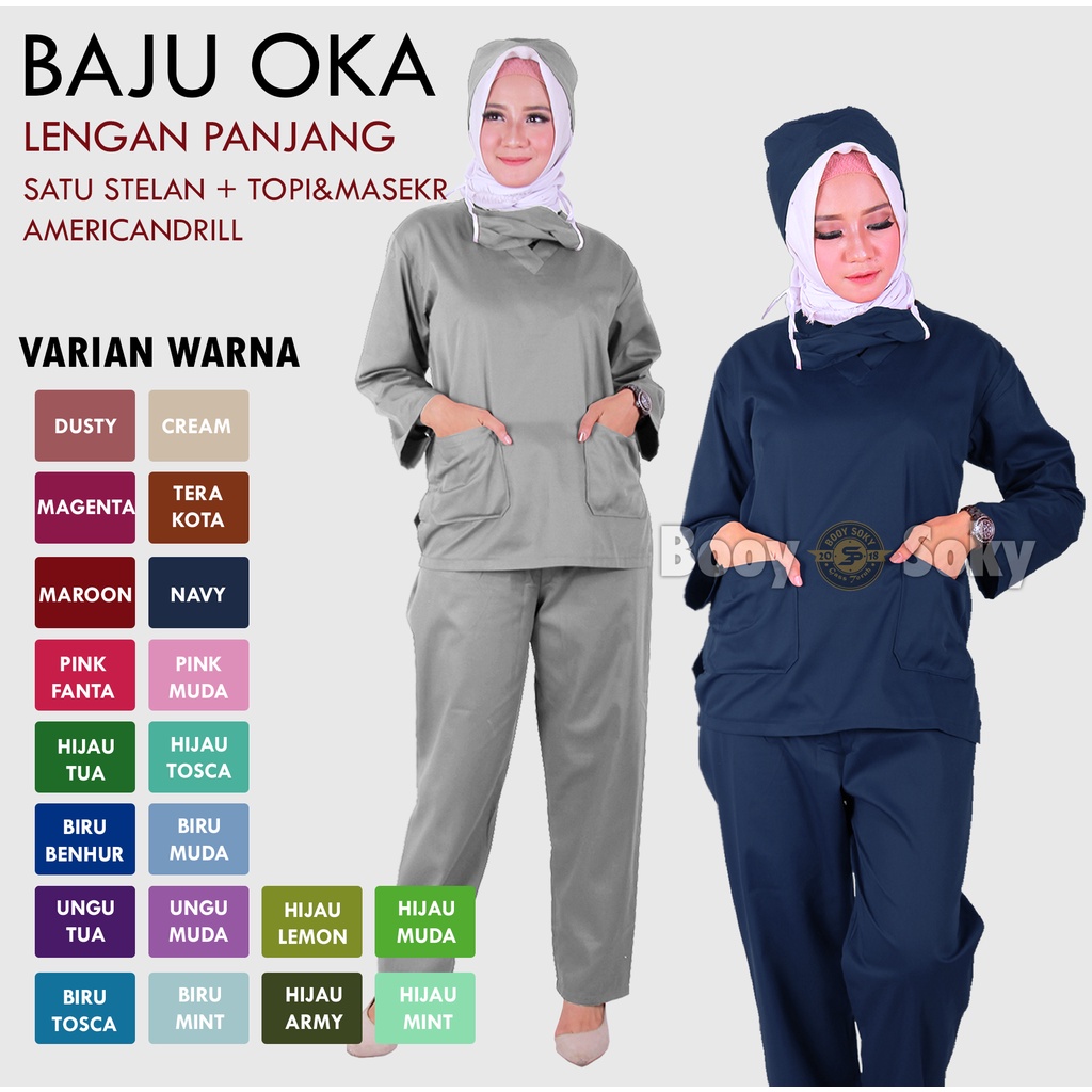 BAJU JAGA OK OKA / SERAGAM OKA MEDIS / BAJU OPERASI / BAJU PERAWAT LENGAN PANJANG