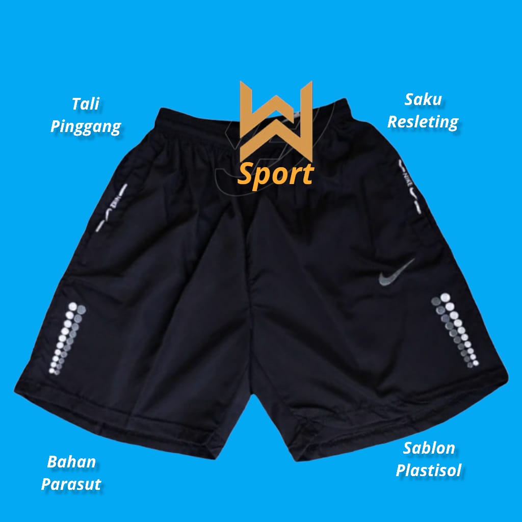 Kolor Celana Pendek Olahraga Parasut Saku Resleting Running Sport Gym