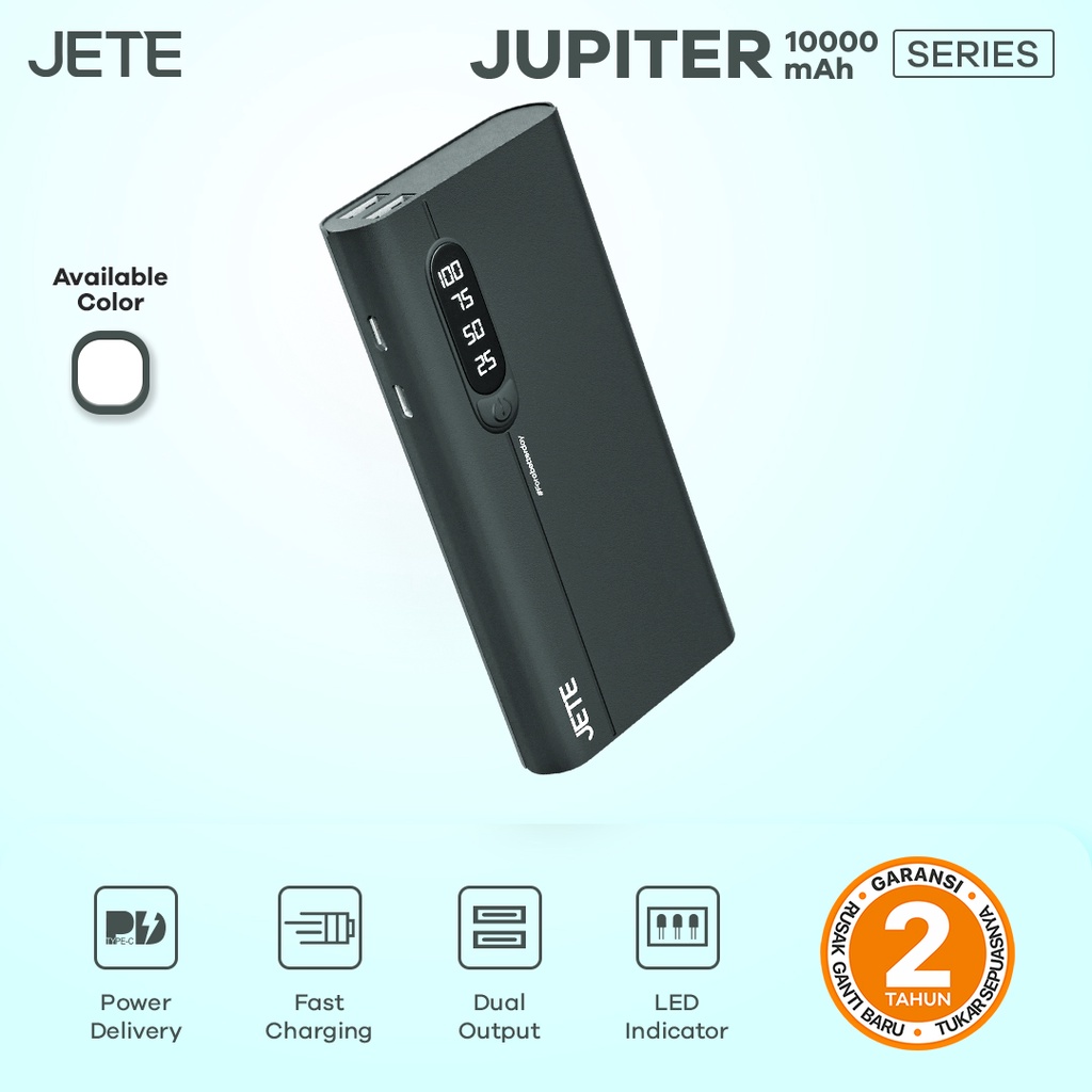 PowerBank 10000 MaH Fast Charging | Smart IQ Technology  JETE Jupiter - Garansi 2 Tahun