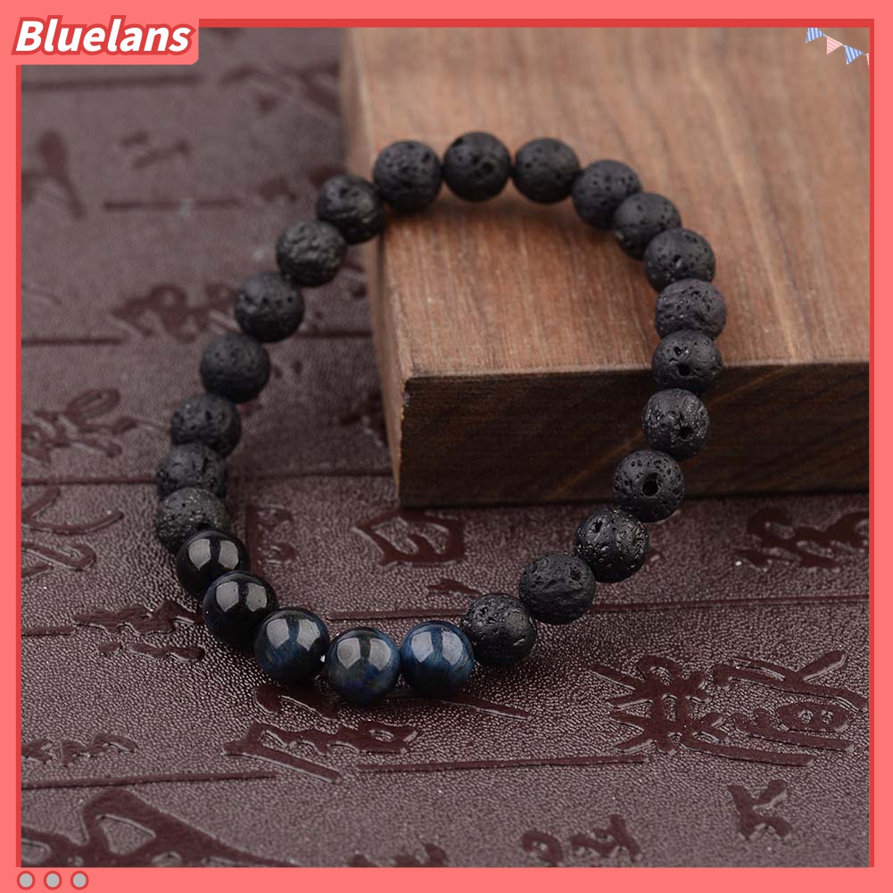 Gelang Manik-Manik Batu Alam Tiger Eye Elastis Untuk Unisex