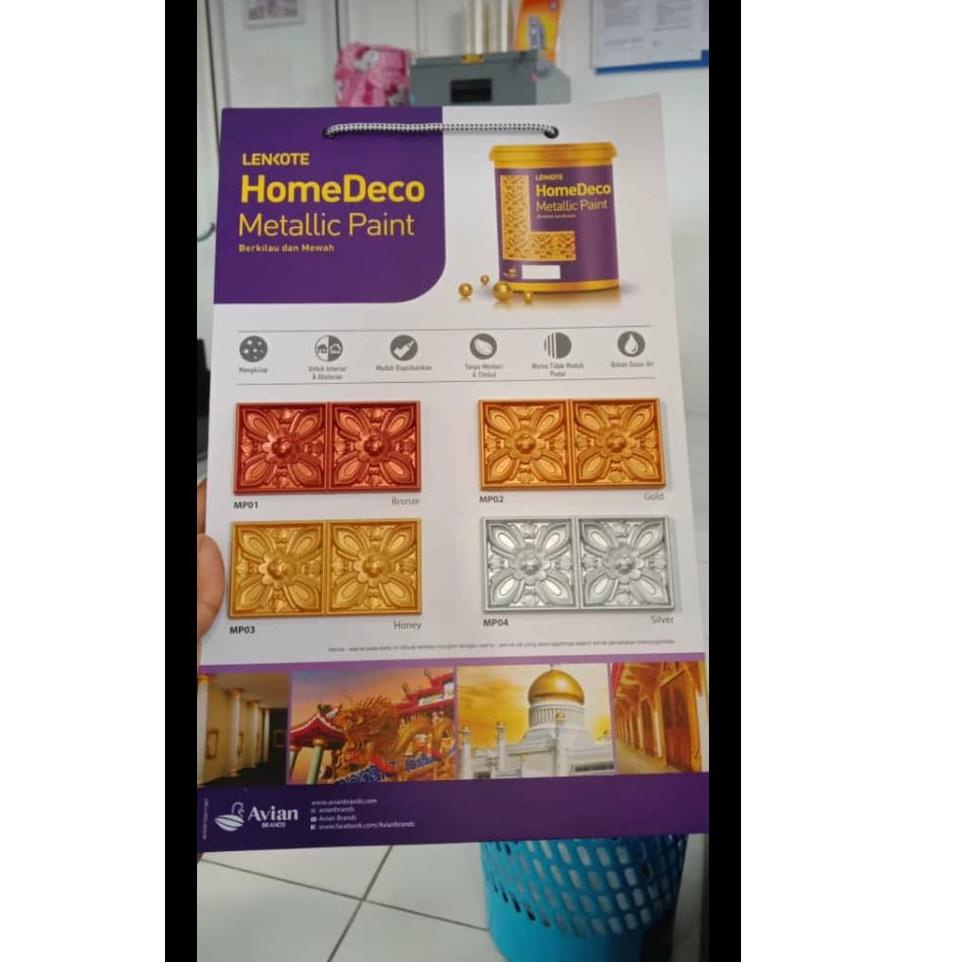 B0R8 Cat Emas / Cat Warna Emas LENKOTE HOMEDECO METALLIC PAINT CAT BESI BETON GYPSUM KAYU WATER BASE