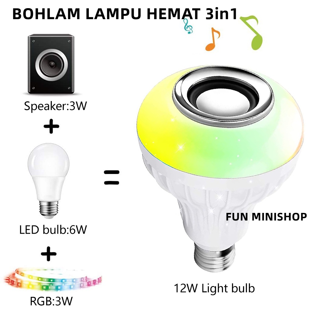 Bohlam Speaker Musik Bluetooth 2 in 1 - Lampu Speaker LED