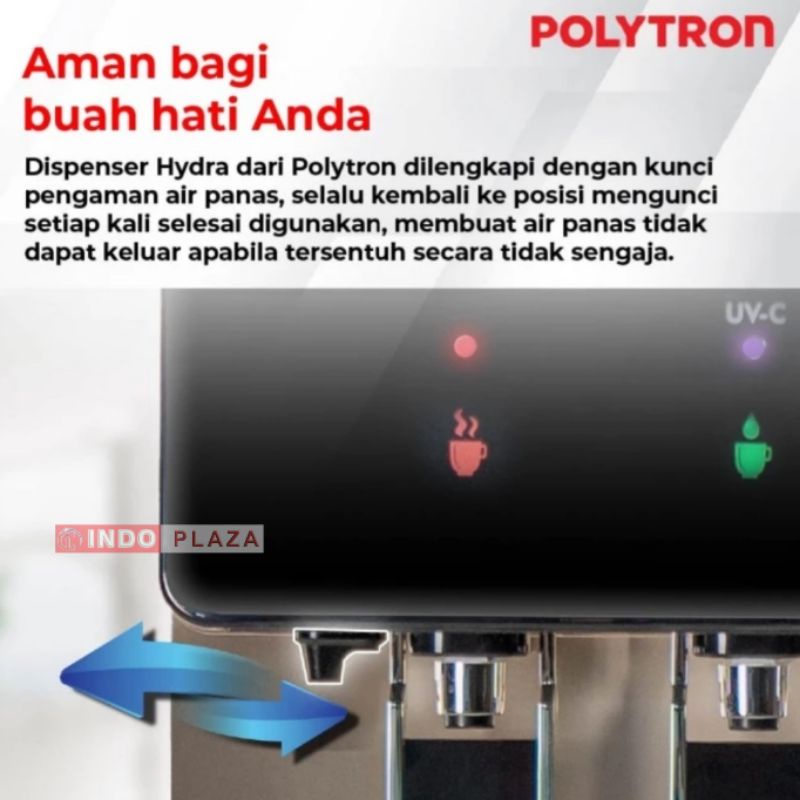 DISPENSER GALON BAWAH POLYTRON HYDRA LOW WATT dengan UV PWC-778XUV