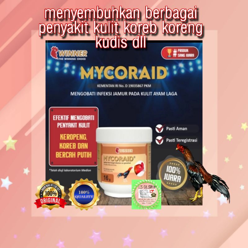 mycoraid 16 gr obat jamur ayam laga micoraid winner salep kurab koreb ayam anjing kucing koreng kudis jamuran ori medion