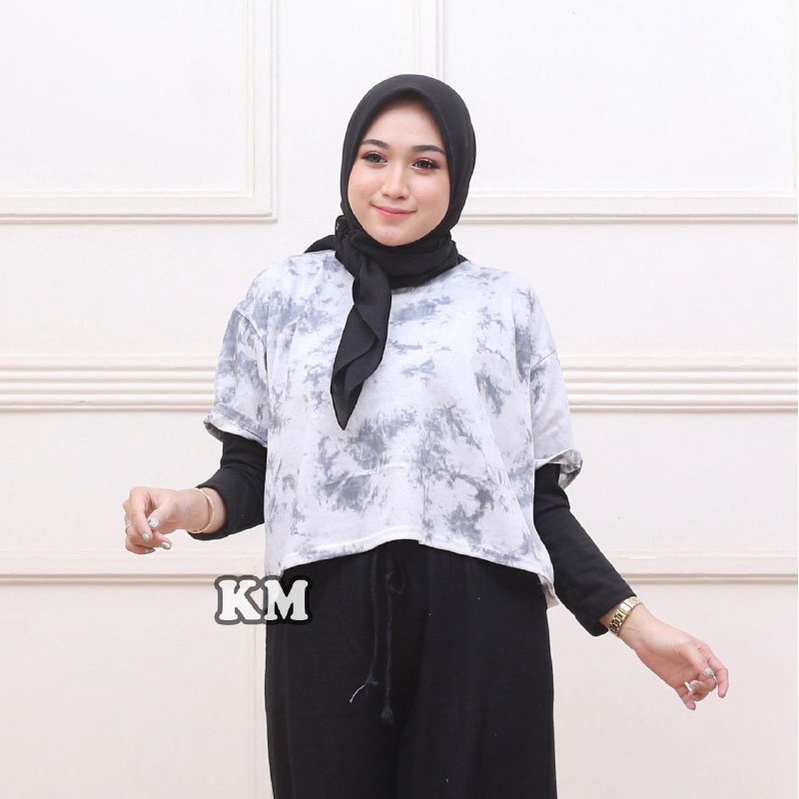 Atasan Wanita Kaos Kekinian Model Crop-Top All Size Adem