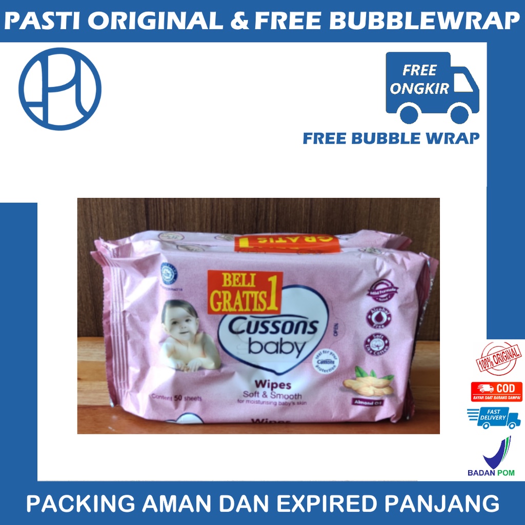 PROMO CUSSONS BABY WIPES 45 + 45 BELI 1 GRATIS 1 KEMASAN BARU TISSUE TISU BASAH BAYI