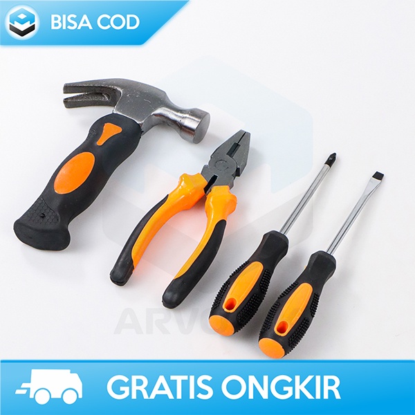 PAKET ALAT TUKANG PERKAKAS 8IN1 REPAIRING TOOL BESI PLASTIK SILIKON