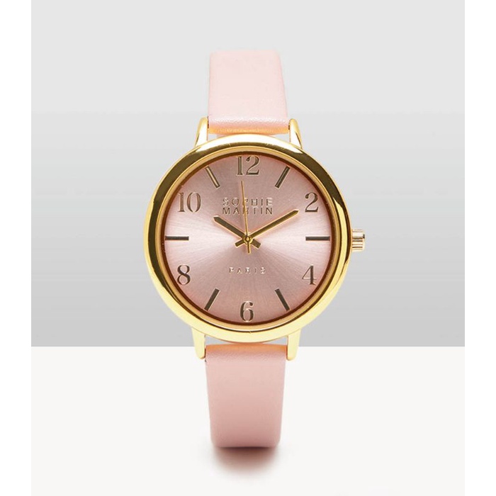 Jam Tangan Kulit Wanita Murah Mewah Berkualitas Deandra Pink Original Sophie Martin Paris Promo Terb