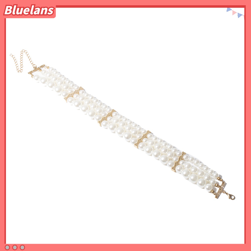 Kalung Rantai Klavikula Banyak Lapis Aksen Mutiara Tiruan Untuk Wanita