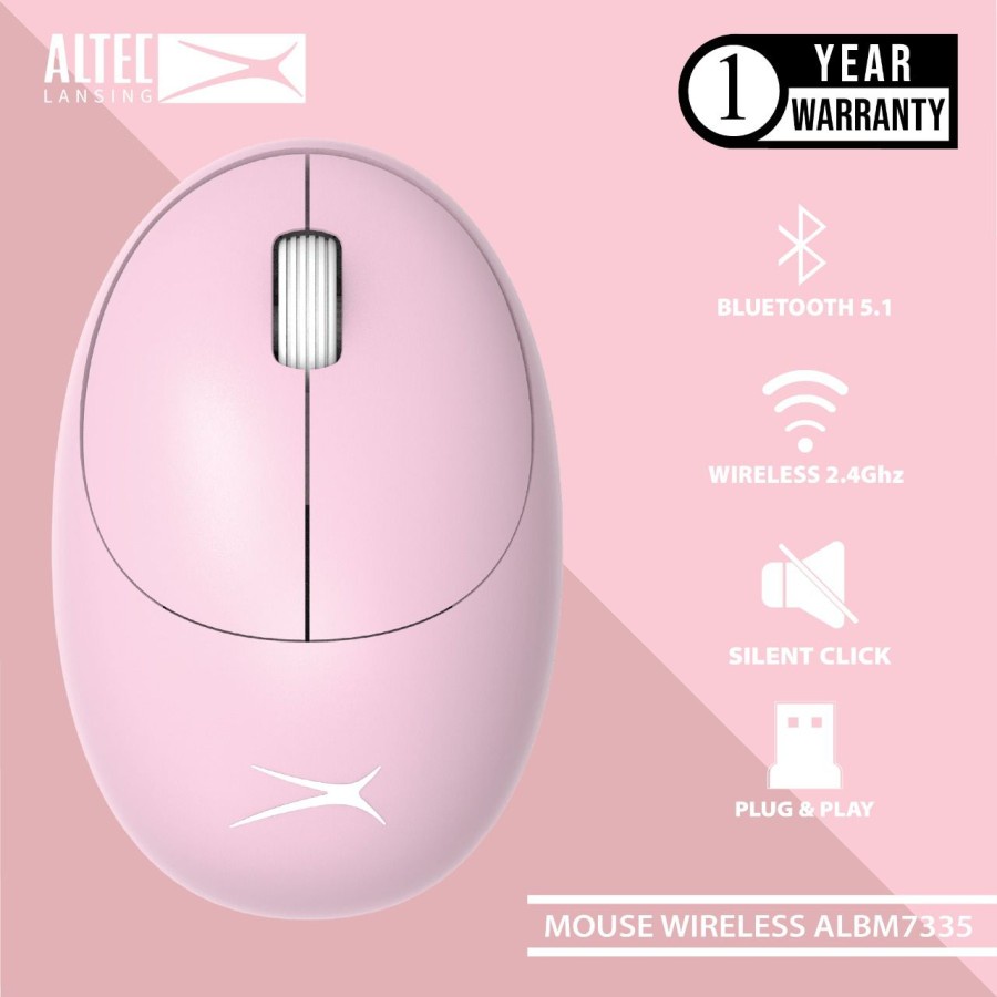 Mouse altec lansing bluetooth wireless 2.4ghz mode optical 1600dpi 4d for office gaming laptop pc cpu albm7335 albm-7335