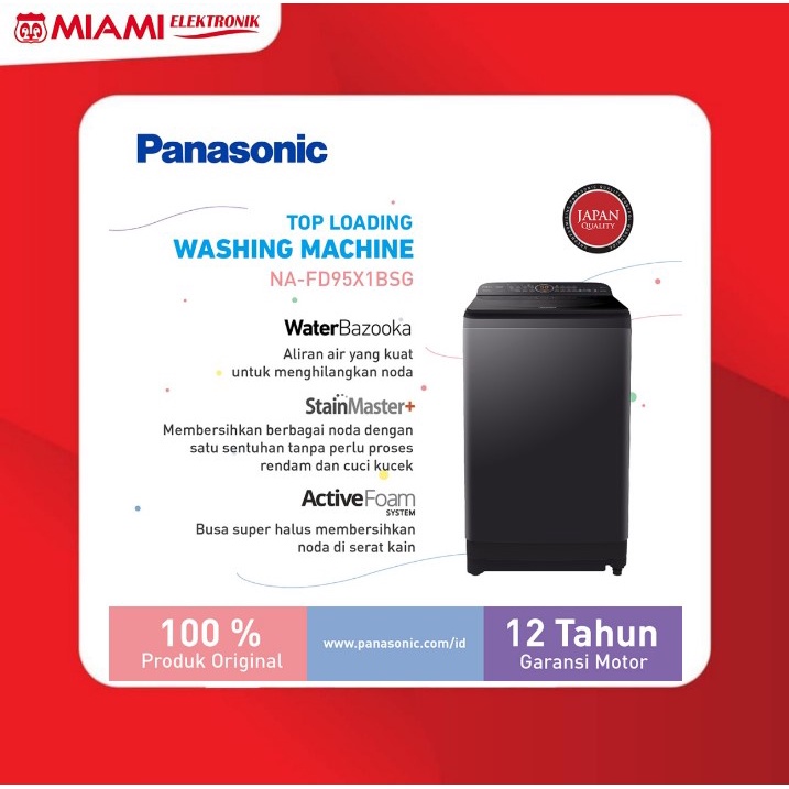 Panasonic NA-FD95X1BSG Mesin Cuci Top Loading 9.5Kg Mesin Cuci