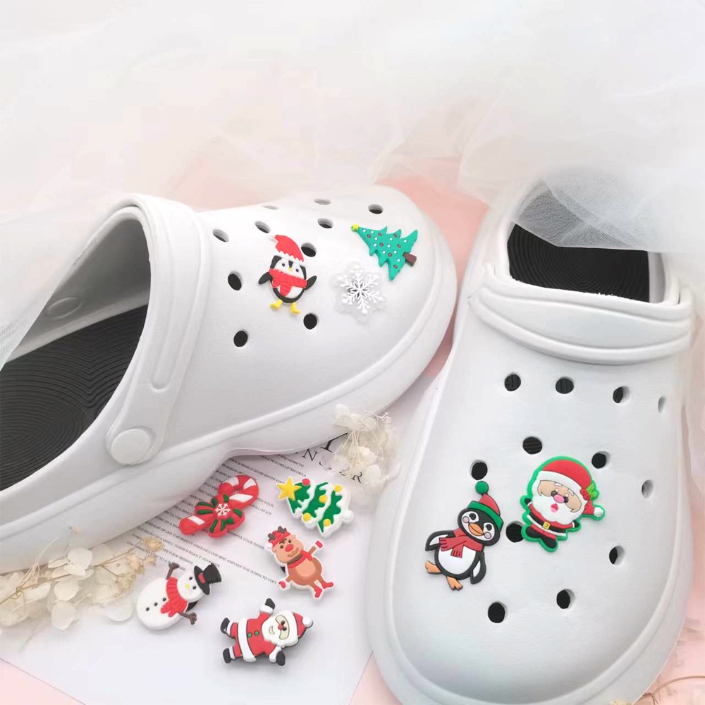 10pcs / set Charm Sepatu / Sandal / Crocs Tema Natal jibbitz