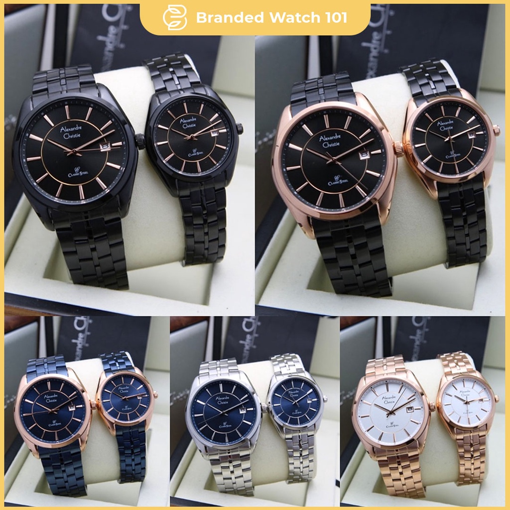 ORIGINAL Jam Tangan Pria &amp; Wanita Alexandre Christie AC 8578 / AC8578 / 8578 Garansi Resmi 1 Tahun, Stainless