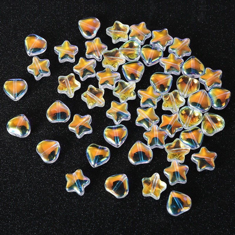 50 Pcs Liontin Manik-Manik Kristal Berlian Imitasi Bentuk Bintang Hati Untuk Membuat Anting DIY