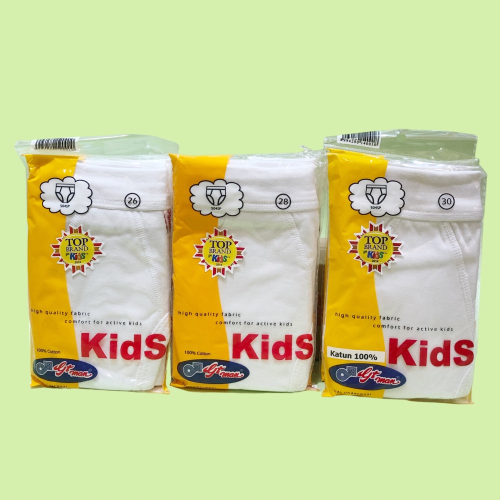 Celana Dalam Anak laki-laki GTMAN 504 Isi-1 Putih|warna
